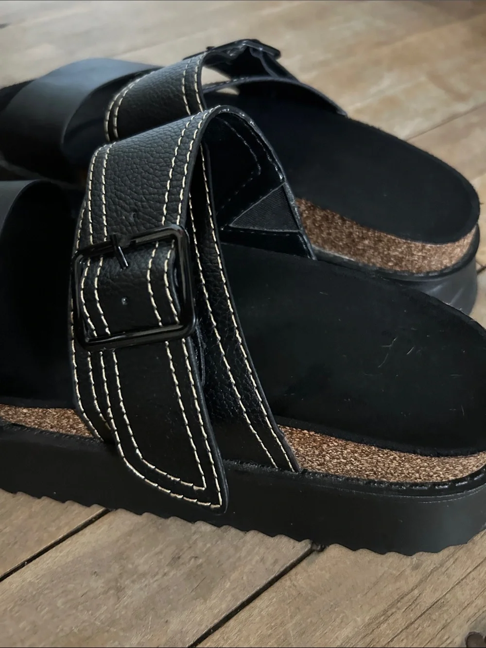 Women’s Black Dual-Strap Slide Sandals